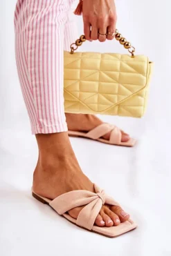 Boto Klapki Damskie Klasyczne*Damskie Welurowe Klapki Jasnoróżowe Vanilla Sky