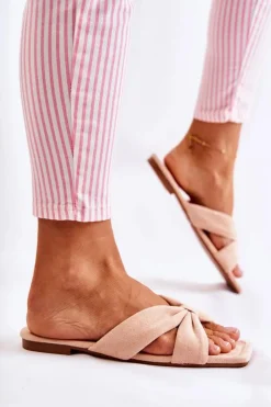 Boto Klapki Damskie Klasyczne*Damskie Welurowe Klapki Jasnoróżowe Vanilla Sky