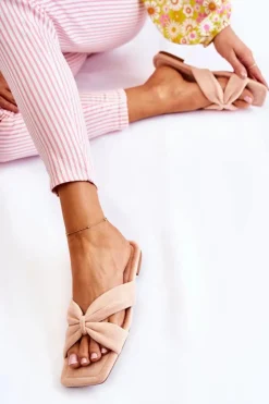 Boto Klapki Damskie Klasyczne*Damskie Welurowe Klapki Jasnoróżowe Vanilla Sky