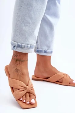 Discount Boto Damskie Welurowe Klapki Pomarańczowe Vanilla Sky