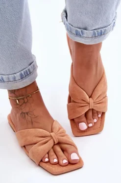 Discount Boto Damskie Welurowe Klapki Pomarańczowe Vanilla Sky