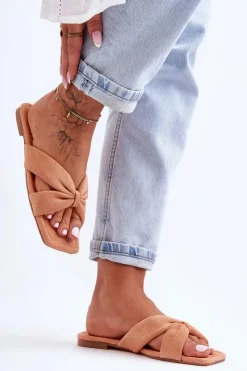 Discount Boto Damskie Welurowe Klapki Pomarańczowe Vanilla Sky