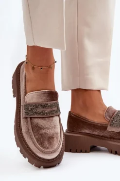 Boto Mokasyny Na Platformie|Mokasyny Damskie Zamszowe*Damskie Welurowe Mokasyny Z Ozdobą Brązowe Wendreda