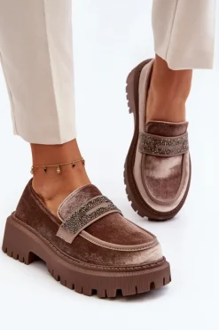 Boto Mokasyny Na Platformie|Mokasyny Damskie Zamszowe*Damskie Welurowe Mokasyny Z Ozdobą Brązowe Wendreda