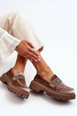 Boto Mokasyny Na Platformie|Mokasyny Damskie Zamszowe*Damskie Welurowe Mokasyny Z Ozdobą Brązowe Wendreda