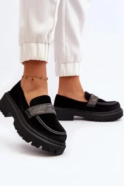 Boto Mokasyny Na Platformie|Mokasyny Damskie Zamszowe*Damskie Welurowe Mokasyny Z Ozdobą Czarne Wendreda