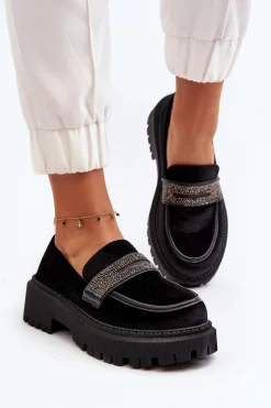 Boto Mokasyny Na Platformie|Mokasyny Damskie Zamszowe*Damskie Welurowe Mokasyny Z Ozdobą Czarne Wendreda