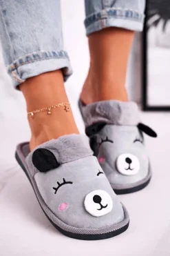 New Boto Damskie Welurowe Papcie Z Lamą Szare Ruddy