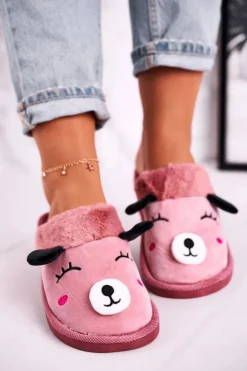 Damskie Boto Damskie Welurowe Papcie Z Lamą Różowe Ruddy