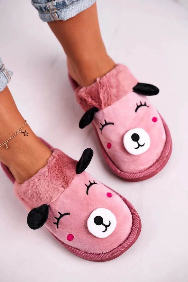 Damskie Boto Damskie Welurowe Papcie Z Lamą Różowe Ruddy