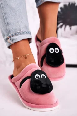 Best Boto Damskie Welurowe Papcie Z Owieczką Pudrowy Róż Charlie