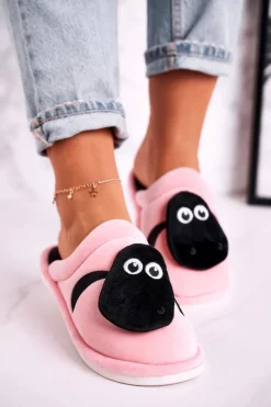 Damskie Boto Damskie Welurowe Papcie Z Owieczką Różowe Charlie