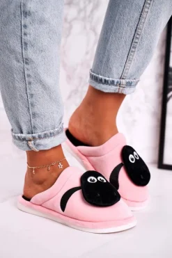 Damskie Boto Damskie Welurowe Papcie Z Owieczką Różowe Charlie