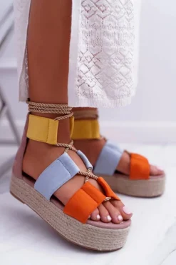 Boto Sandały Płaskie*Damskie Wielokolorowe Sandały Na Platformie Espadryle Manado