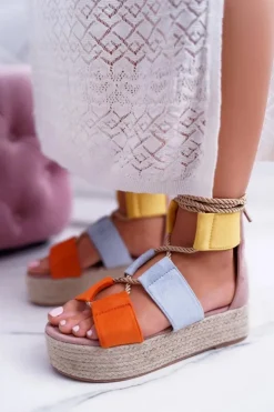 Boto Sandały Płaskie*Damskie Wielokolorowe Sandały Na Platformie Espadryle Manado