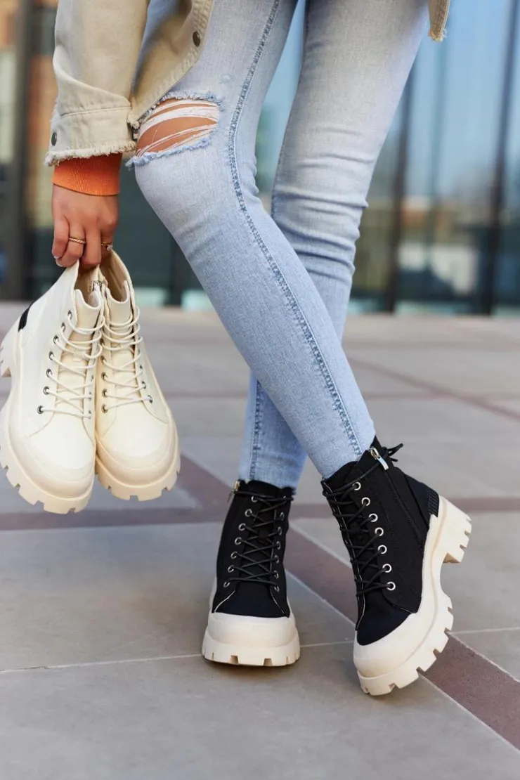 Damskie buty S.Barski Botki Wiosenne|Damskie Trapery*Damskie Wiosenne Botki Trapery Czarne Larina