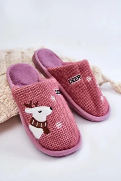 Hot Boto Damskie Świąteczne Papcie Z Reniferem Fioletowe Millio