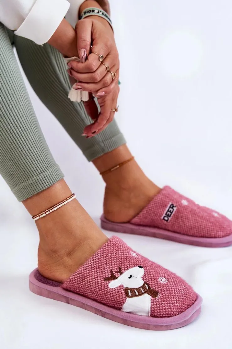 Hot Boto Damskie Świąteczne Papcie Z Reniferem Fioletowe Millio