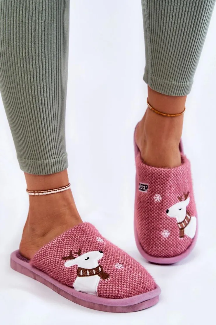 Hot Boto Damskie Świąteczne Papcie Z Reniferem Fioletowe Millio