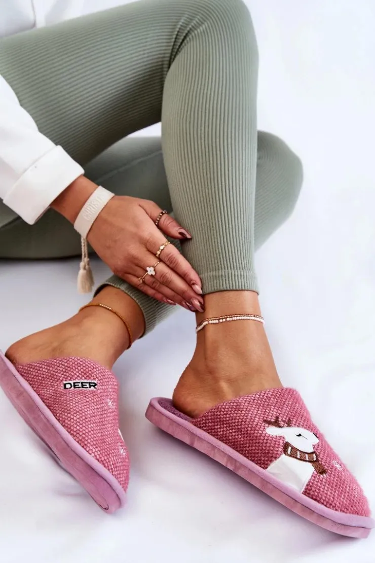 Hot Boto Damskie Świąteczne Papcie Z Reniferem Fioletowe Millio