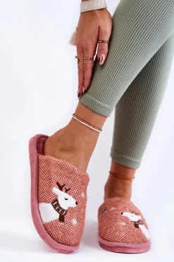 Damskie Boto Damskie Świąteczne Papcie Z Reniferem Różowe Millio