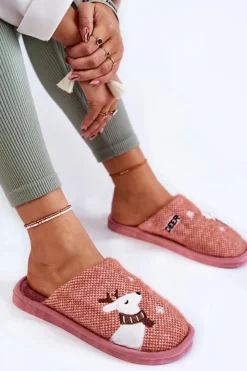 Damskie Boto Damskie Świąteczne Papcie Z Reniferem Różowe Millio