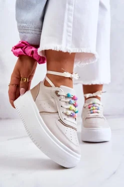 Damskie Boto Damskie Wiązane Buty Sportowe Sneakersy Beżowe Manila