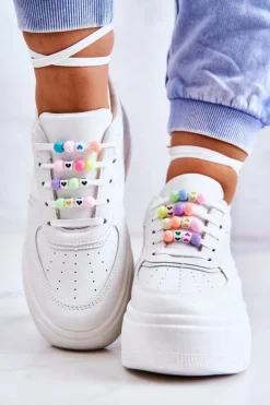 Boto Sneakersy Damskie*Damskie Wiązane Buty Sportowe Sneakersy Białe Manila