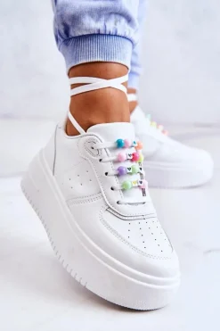 Boto Sneakersy Damskie*Damskie Wiązane Buty Sportowe Sneakersy Białe Manila