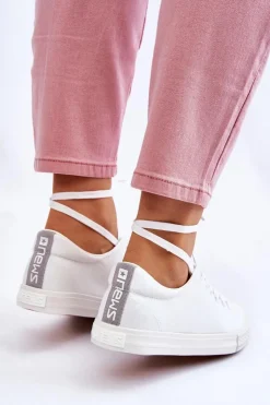 Outlet Evento Damskie Wiązane Klasyczne Trampki Białe Eleya Biały