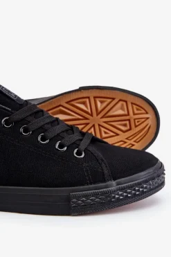 Evento Trampki Damskie Niskie*Damskie Wiązane Klasyczne Trampki Czarne Eleya Czarny