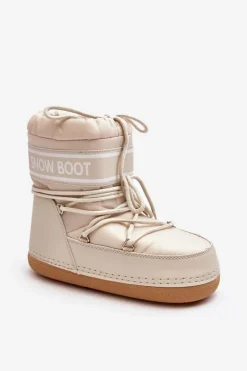 Boto Śniegowce Damskie*Damskie Wiązane Śniegowce Beżowe Soia Beżowy