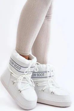 Boto Śniegowce Damskie*Damskie Wiązane Śniegowce Białe Soia Biały