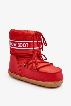 Damskie Boto Damskie Wiązane Śniegowce Czerwone Soia
