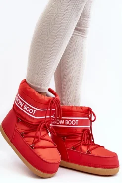 Damskie Boto Damskie Wiązane Śniegowce Czerwone Soia