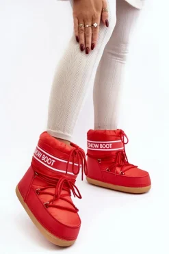 Damskie Boto Damskie Wiązane Śniegowce Czerwone Soia