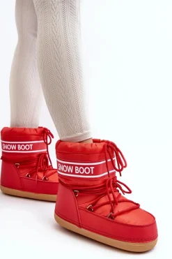 Damskie Boto Damskie Wiązane Śniegowce Czerwone Soia