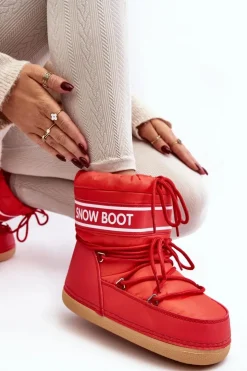 Damskie Boto Damskie Wiązane Śniegowce Czerwone Soia