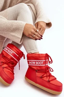 Damskie Boto Damskie Wiązane Śniegowce Czerwone Soia