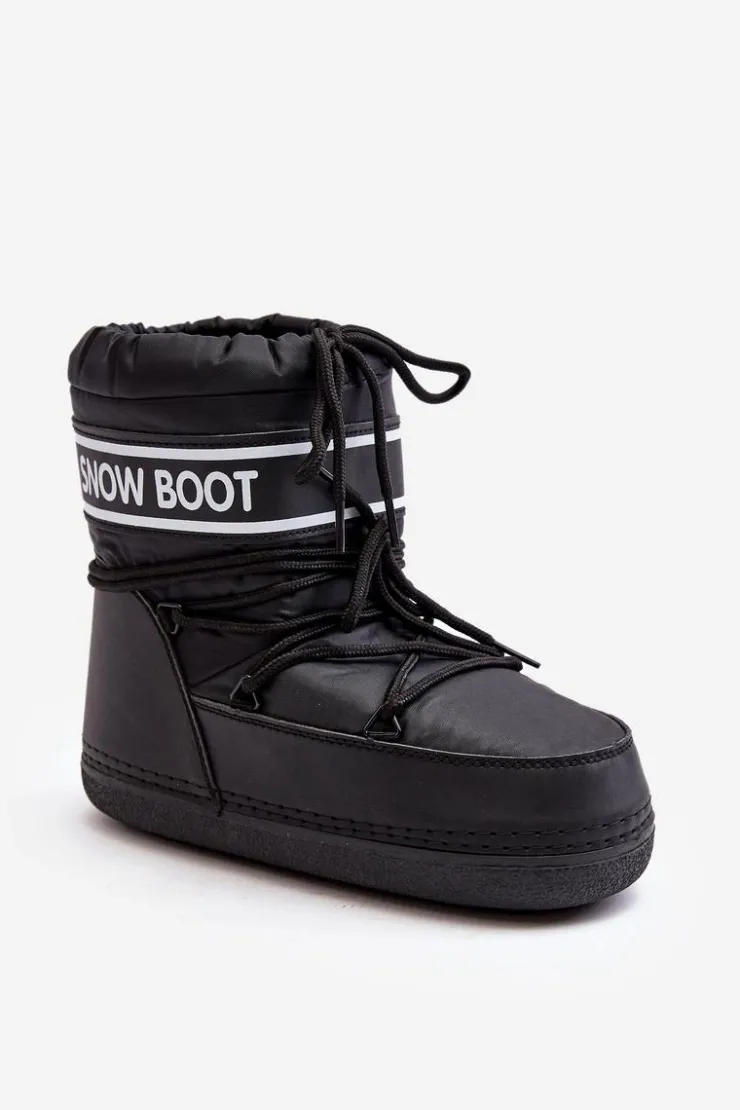Outlet Boto Damskie Wiązane Śniegowce Czarne Soia Czarny