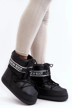 Outlet Boto Damskie Wiązane Śniegowce Czarne Soia Czarny