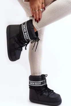 Outlet Boto Damskie Wiązane Śniegowce Czarne Soia Czarny