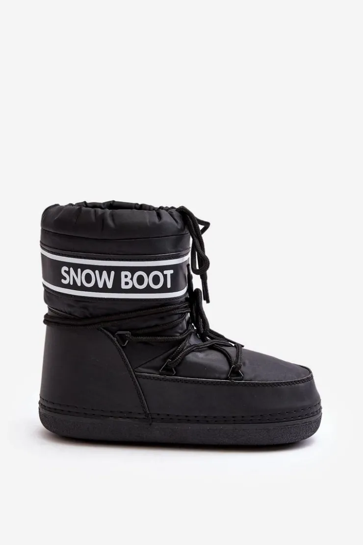 Outlet Boto Damskie Wiązane Śniegowce Czarne Soia Czarny