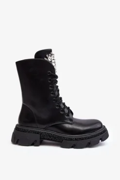 Damskie Boto Damskie Workery Botki Ze Zdobieniem Czarne Ventora