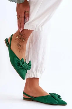 Damskie Boto Damskie Wsuwane Baleriny Z Kokardą Zielone Nadine