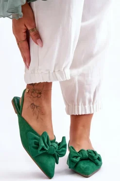 Damskie Boto Damskie Wsuwane Baleriny Z Kokardą Zielone Nadine