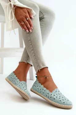 Evento Baleriny Klasyczne*Damskie Wsuwane Baleriny W Kwiaty Niebieskie Vennice