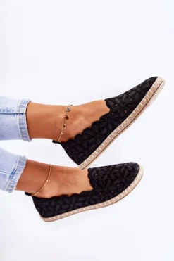 Evento Damskie Wsuwane Baleriny W Kwiaty Czarne Vennice