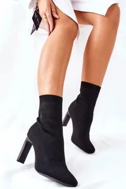 Best Boto Damskie Wsuwane Botki Ze Skarpetą Czarne Tonight