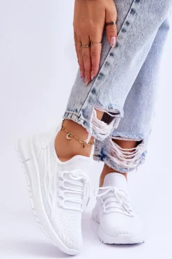 Boto Sneakersy Damskie*Damskie Wsuwane Buty Sportowe Sneakersy Białe Rosett